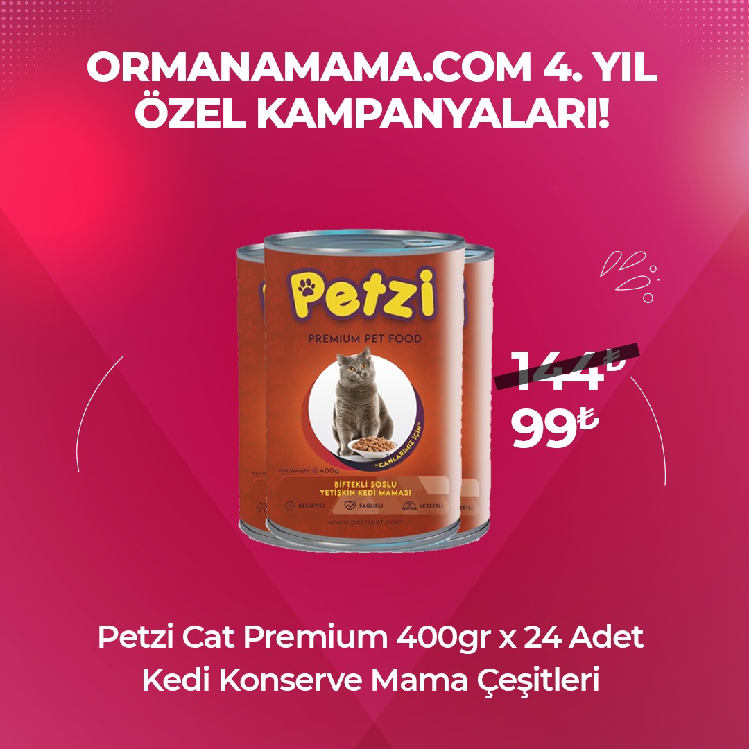 Petzi Cat Premium Yetişkin Kedi Konserve 400 Gr x 24 Adet