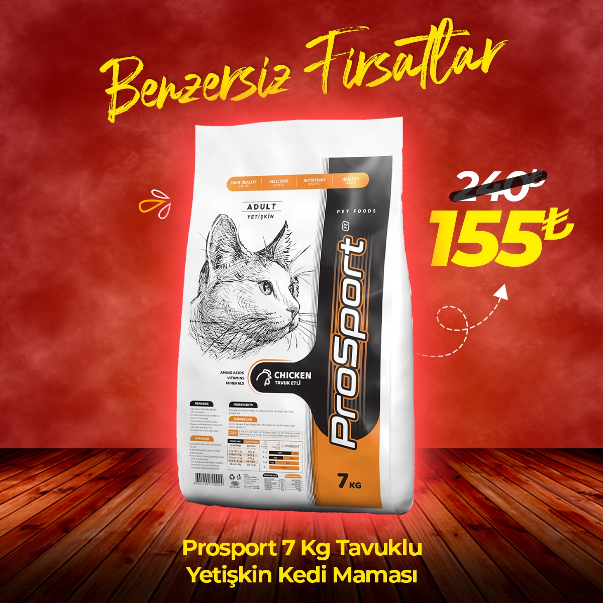 Prosport 7 Kg Tavuklu Yetişkin Kedi Maması 