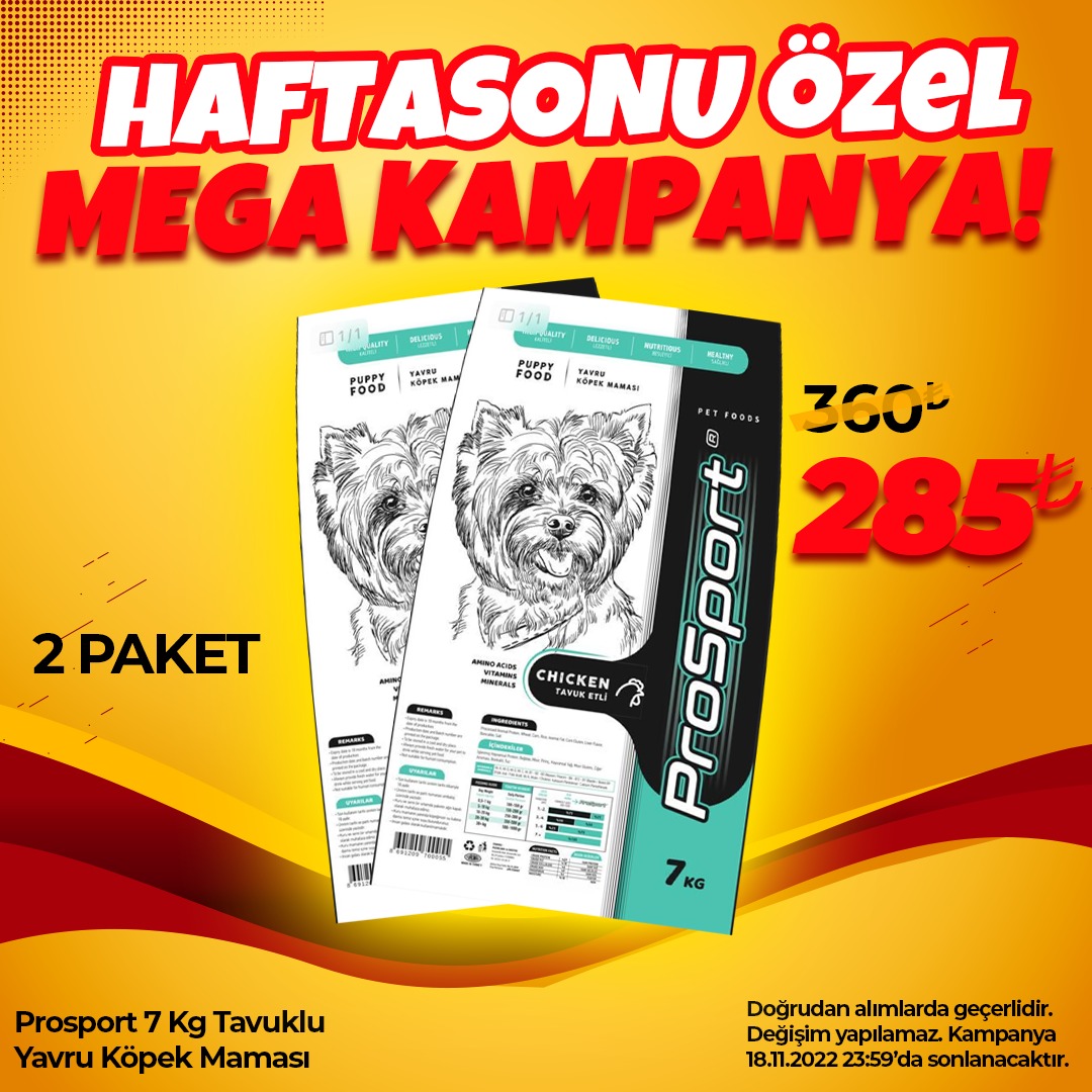 Prosport 7 Kg Tavuklu Yavru Köpek Maması x 2 Paket