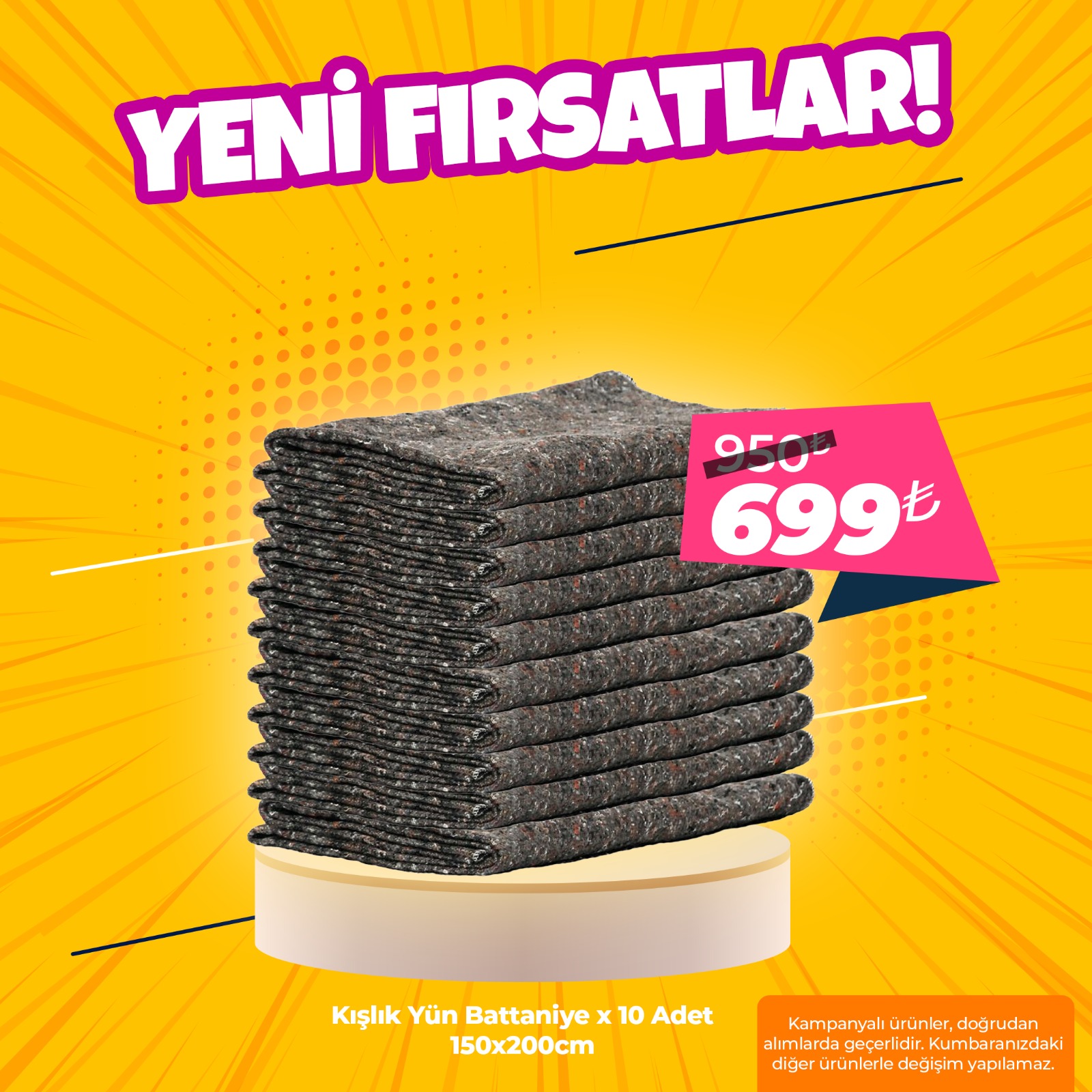 Kışlık Yün Battaniye 10 Adet