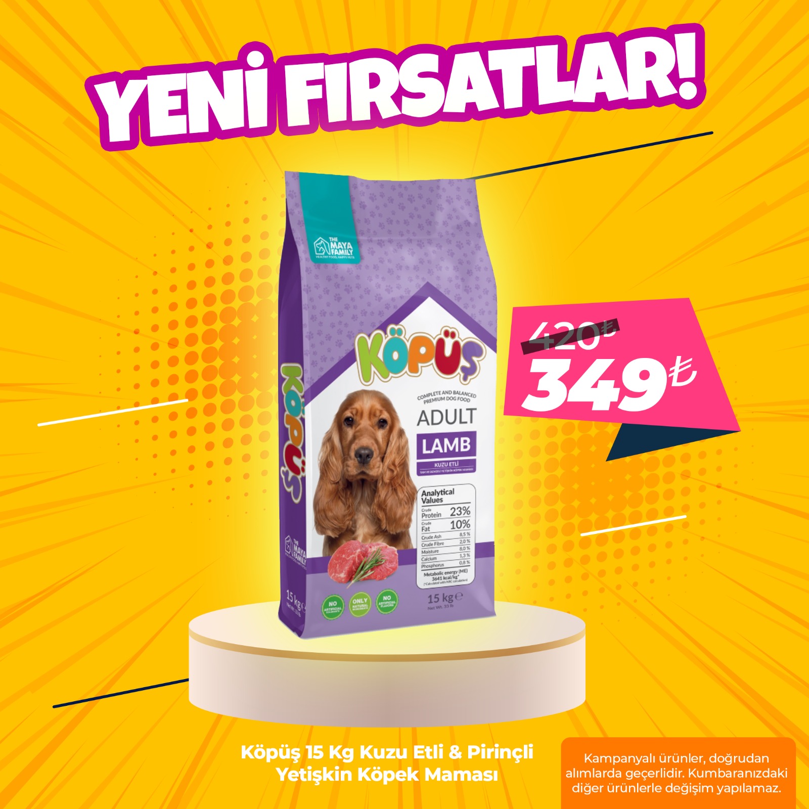 Köpüş 15 Kg Kuzu Etli Yetişkin Köpek Maması