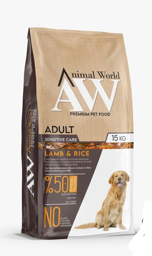 Animal World Yetişkin Kuzu Etli Pirinçli Köpek Maması 15 Kg