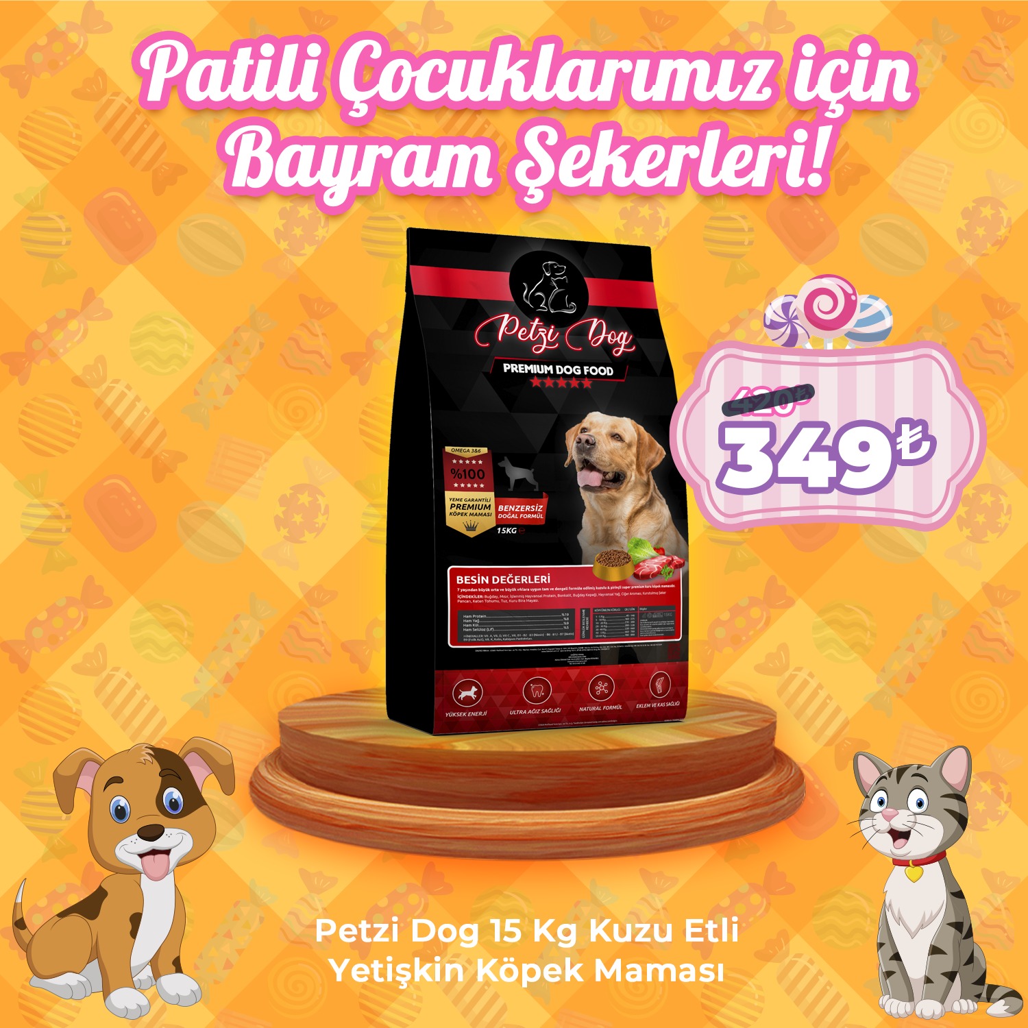 Petzi Dog 15 Kg Kuzu Etli Yetişkin Köpek Maması