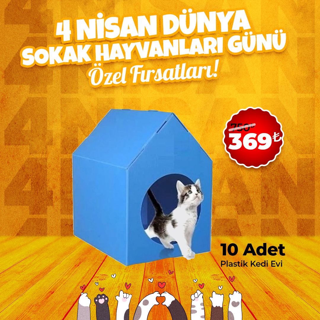 Plastik Kedi Evi 10 Adet