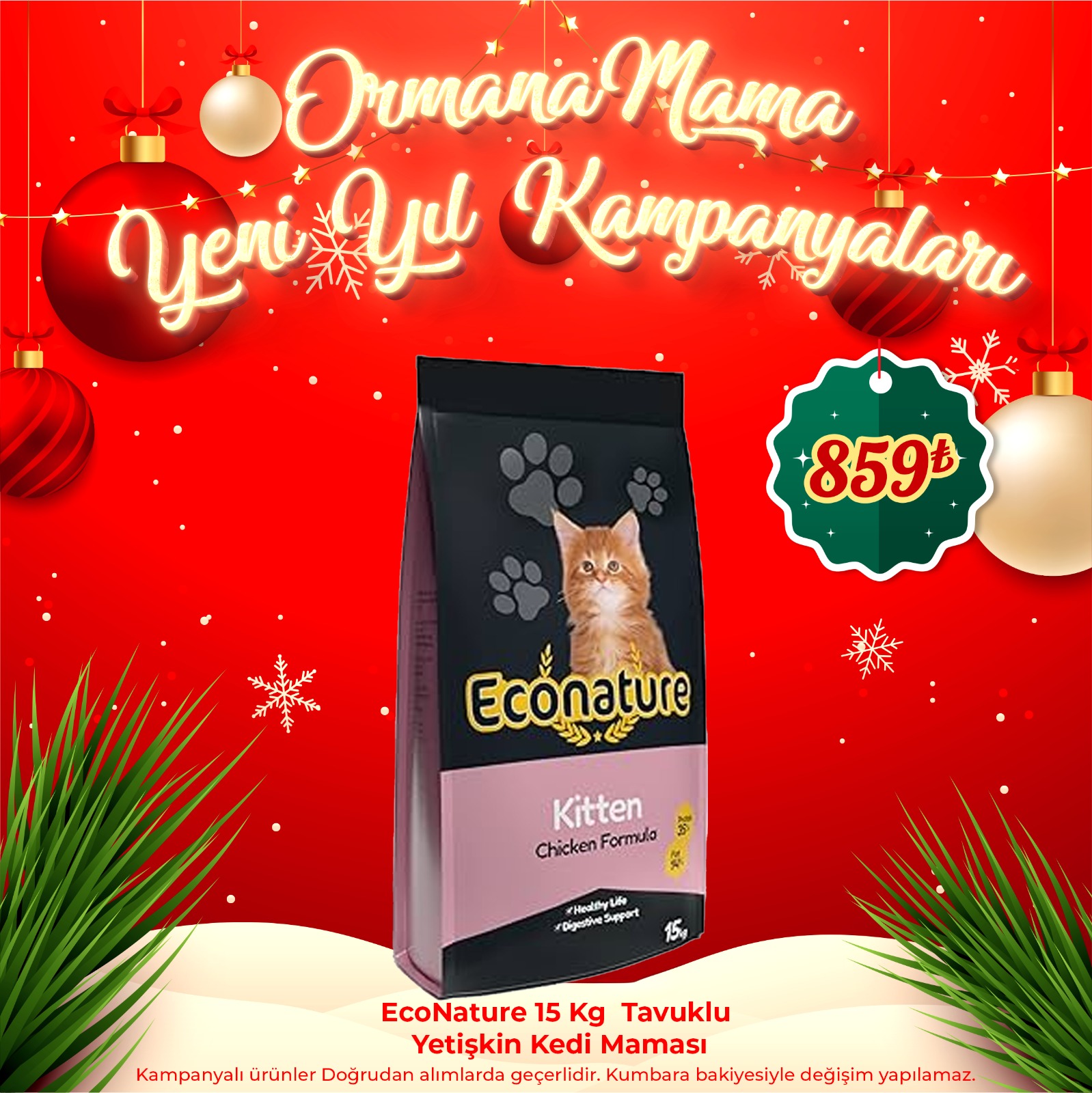 Econature Plus Kitten 15 Kg Tavuklu Yavru Kedi Maması 