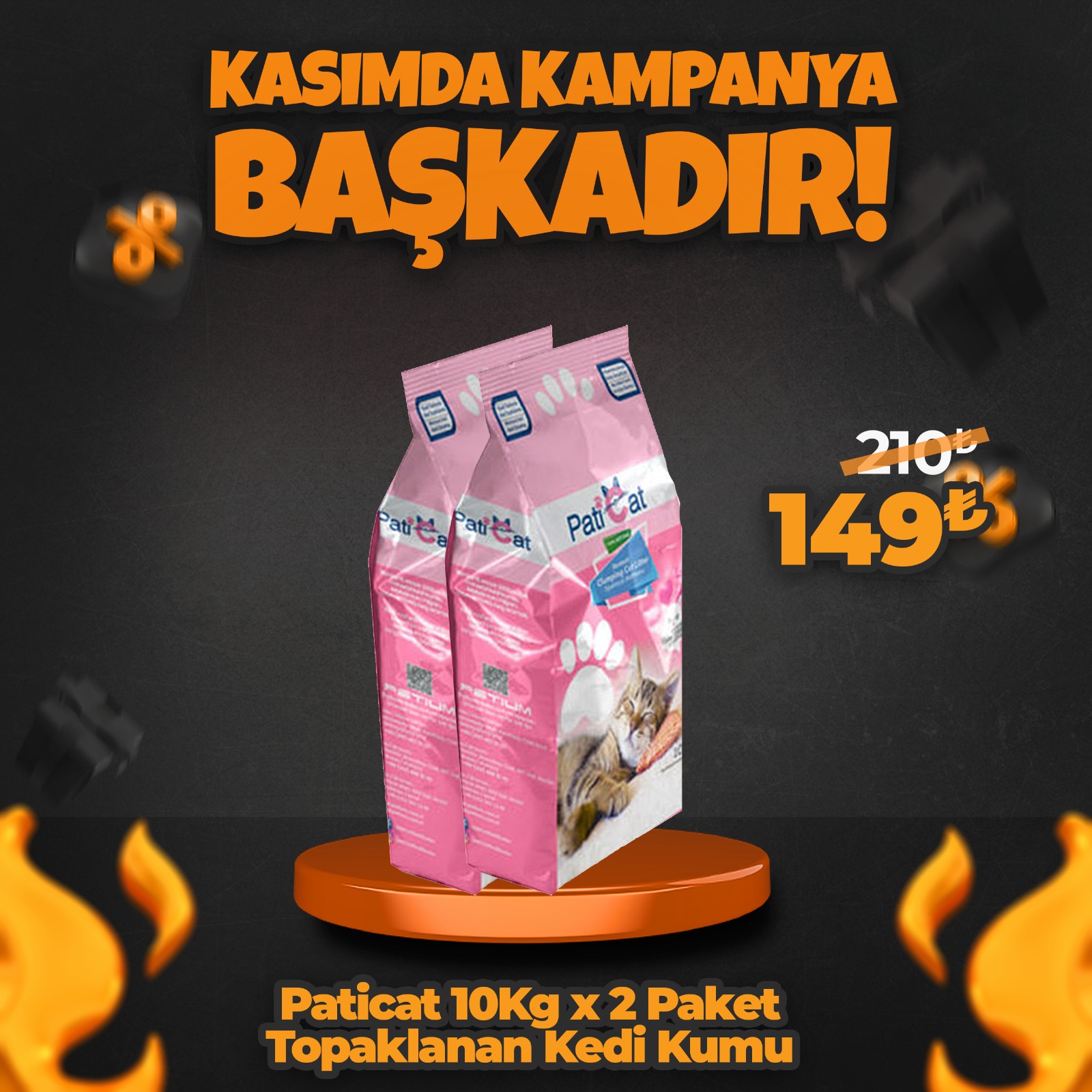 PatiCat İnce Kedi Kumu Çeşitleri 2 Adet x 10 Lt