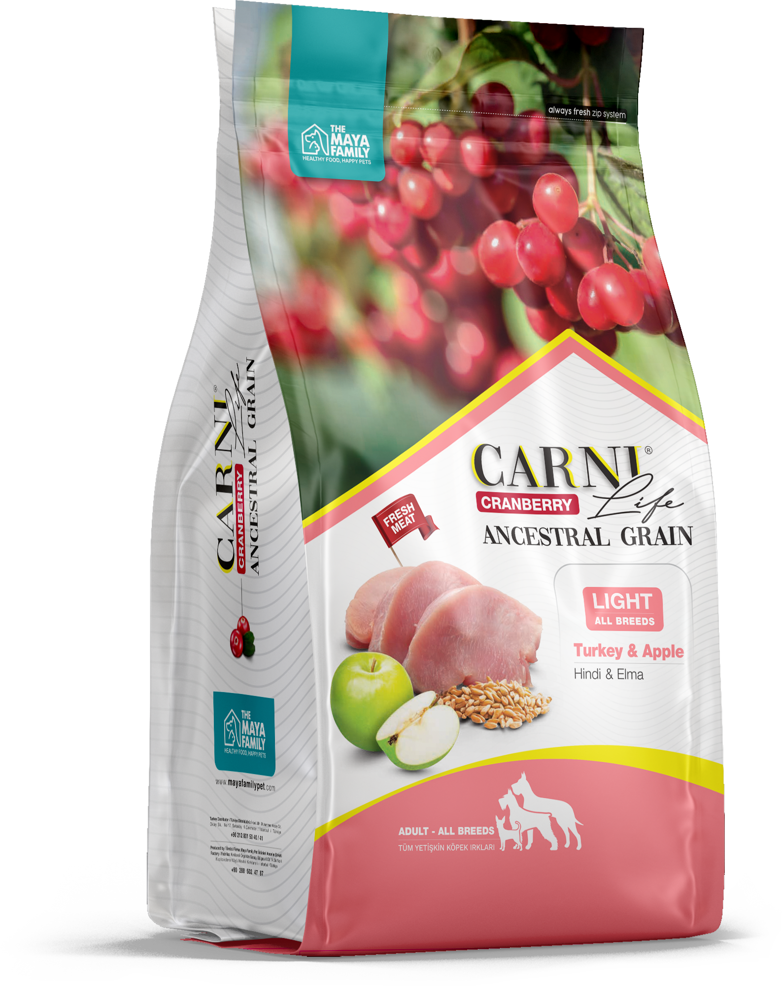 Carni Life Az Tahıllı Hindi Elma ve Kızılcıklı Light Yetişkin Köpek Maması 12 Kg