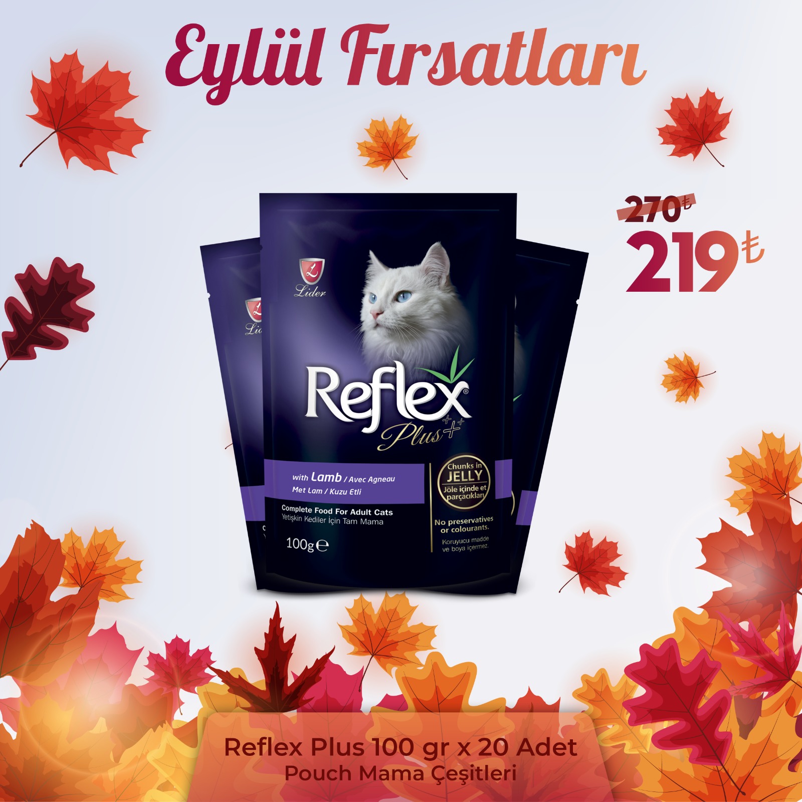 Reflex Plus 100 gr Pouch Kedi Yaş Mama Çeşitleri x 20 Adet