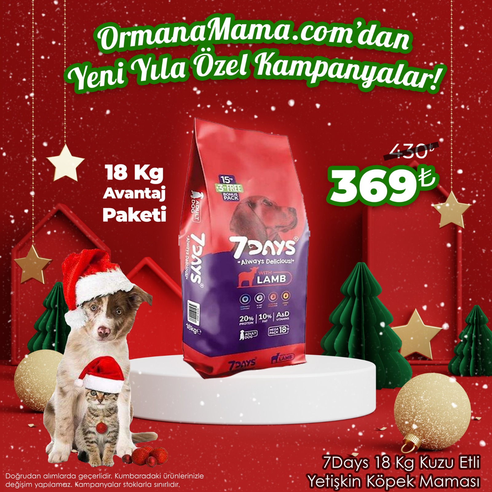 7Days 18 Kg Kuzu Etli Yetişkin Köpek Maması