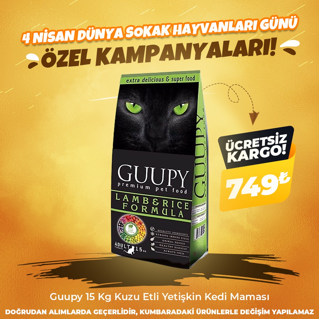 Guupy 15 Kg Kuzu Etli Yetişkin Kedi Maması