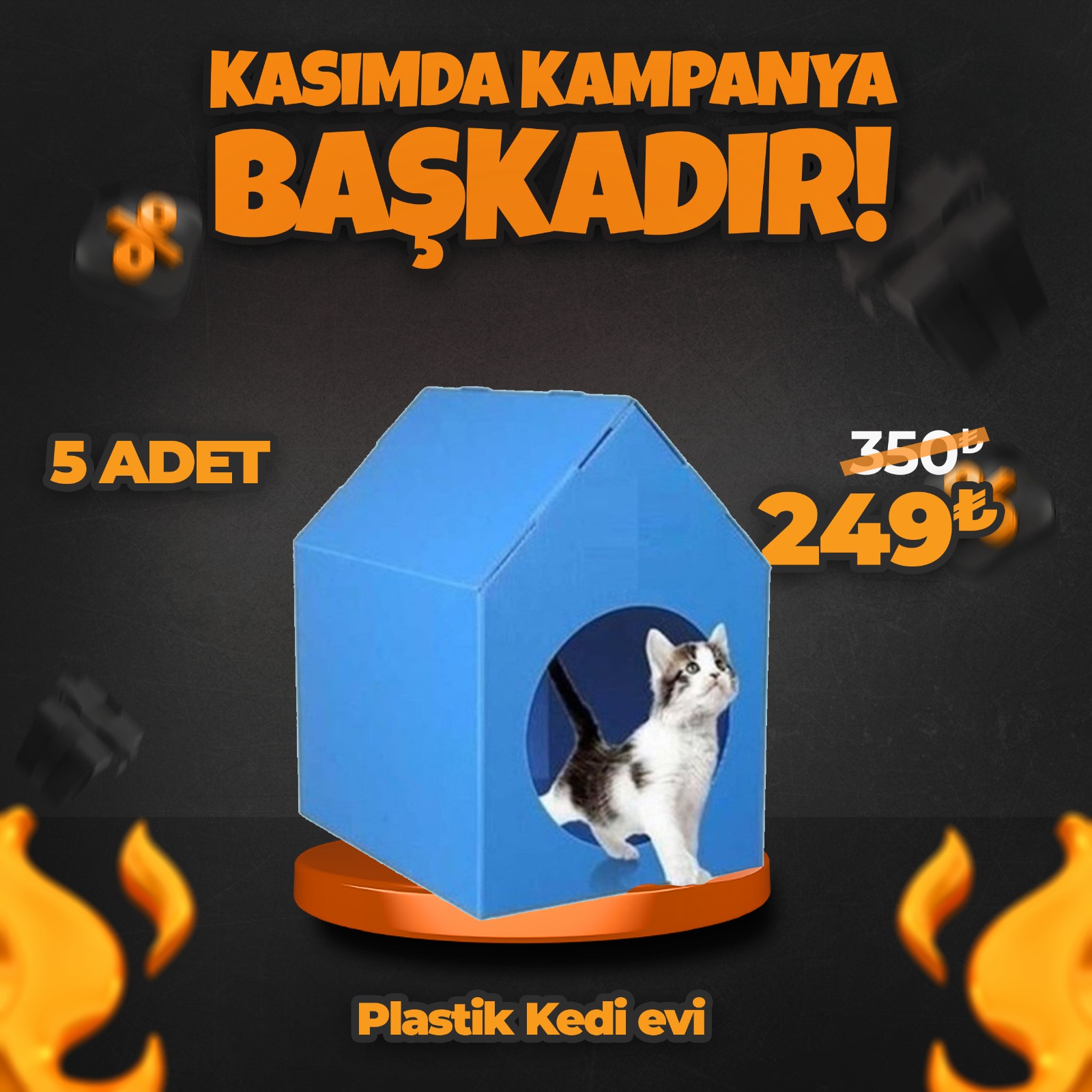 Plastik Kedi Evi 5 adet