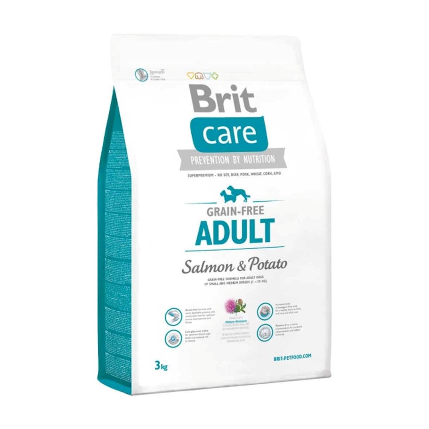 Brit Care Tüm Irklar için Somonlu ve Patatesli Yetişkin Tahılsız Köpek Maması 3kg