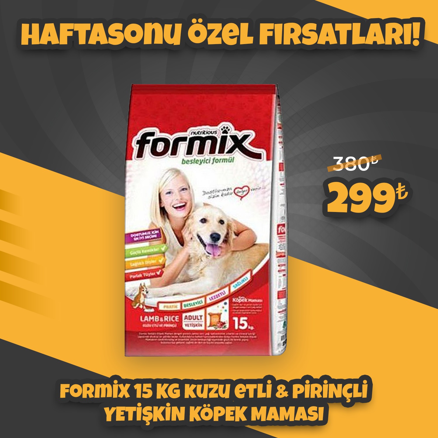 Formix 15 Kg Kuzu Etli Piriçli Yetişkin Köpek Maması