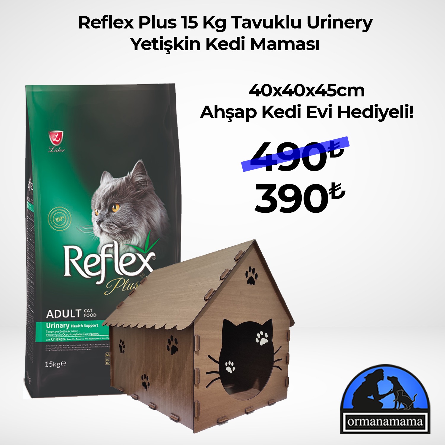 Reflex Plus Urinary 15 Kg Yetişkin Kedi Maması + Ahşap Kedi Evi Hediyeli