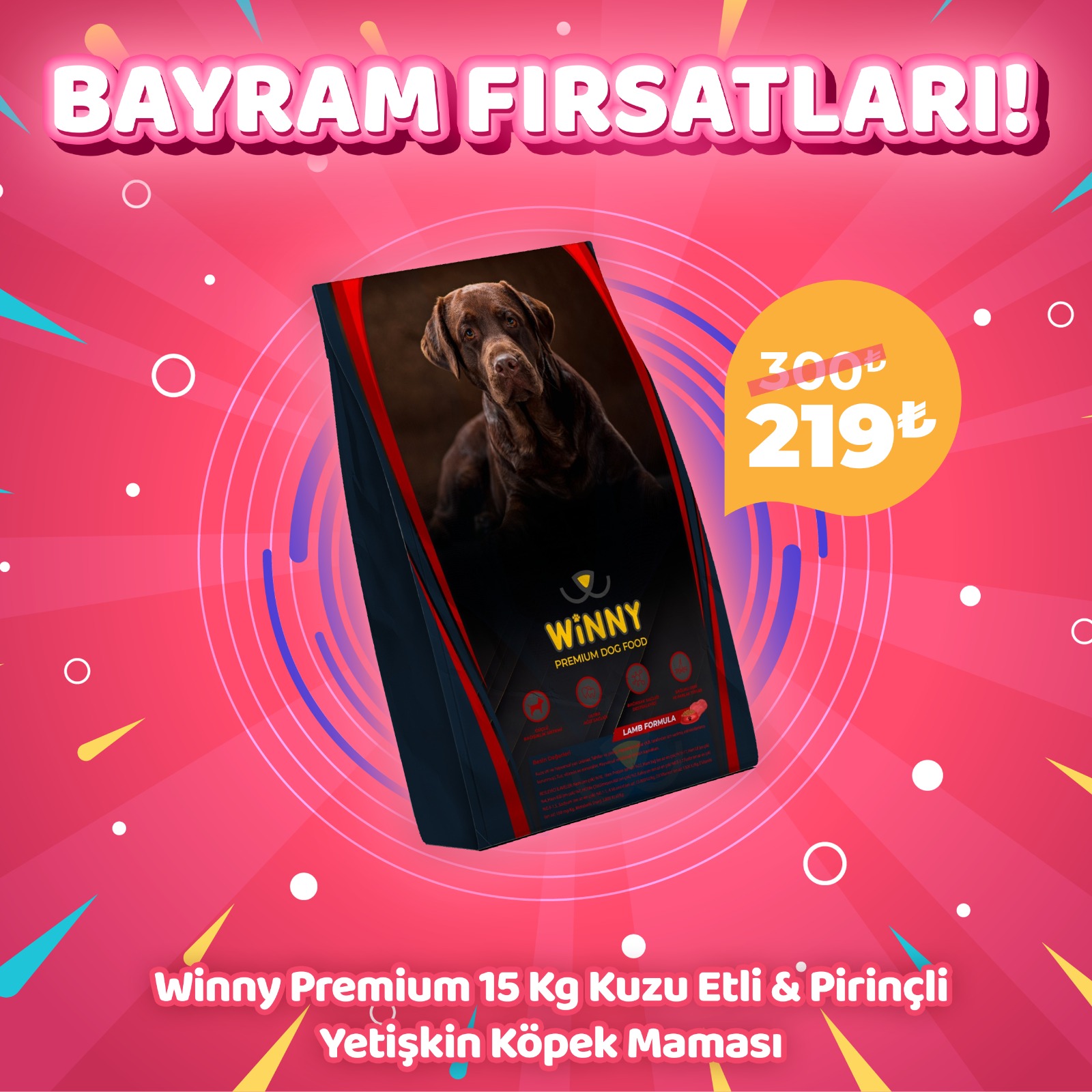 Winny Premium 15 Kg Kuzu Etli Yetişkin Köpek Maması