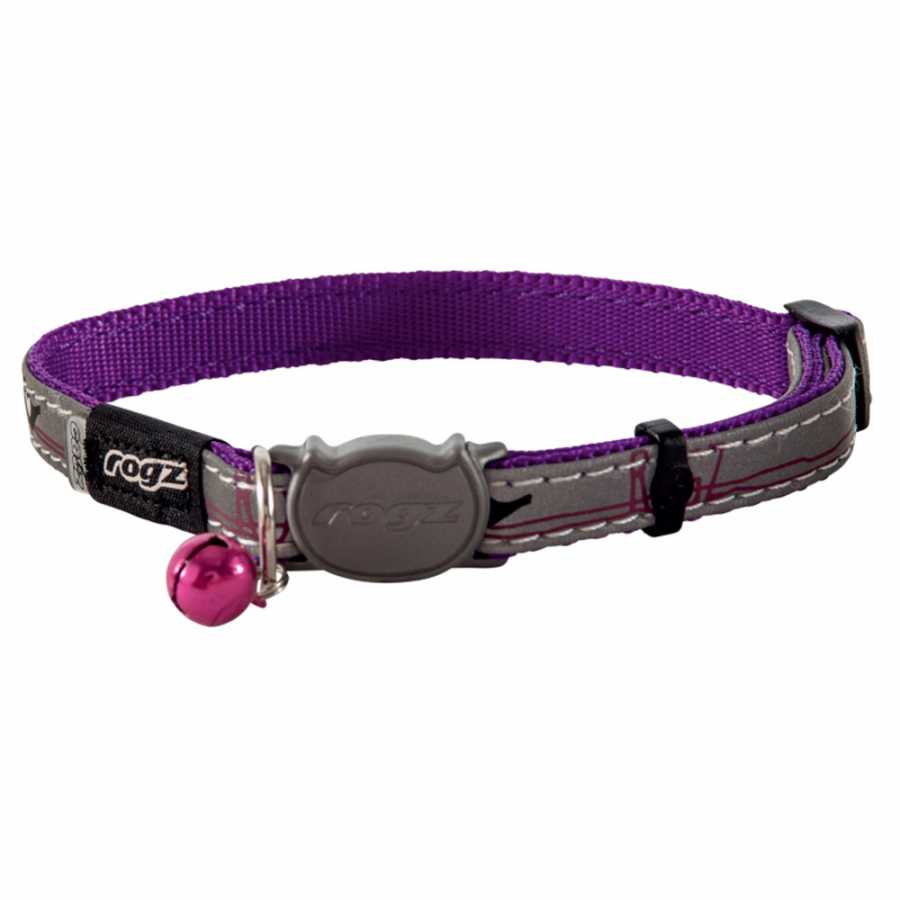 Rogz Kedi Boyun Tasması Kuş Desenli Mor Small 11 mm 20-31 cm