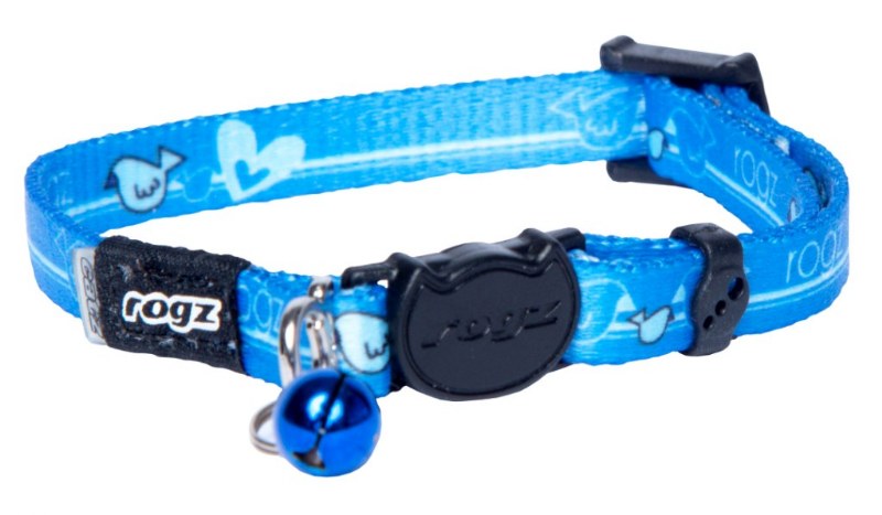 Rogz Yavru Kedi Boyun Tasması Kuş Desenli Turkuaz Xsmall 8 mm 16,5-23 cm