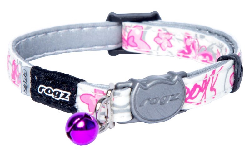 Rogz Yavru Kedi Boyun Tasması Pembe Kelebek Desenli Xsmall 8 mm 16,5-23 cm