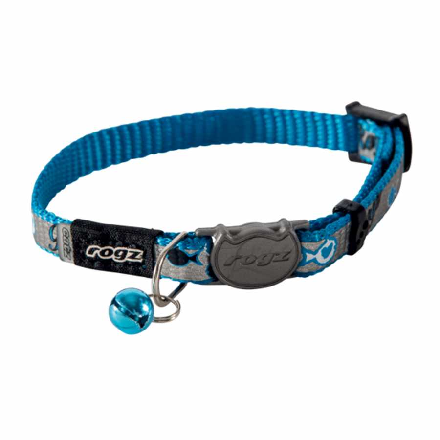 Rogz Yavru Kedi Boyun Tasması Balık Desenli Mavi Xsmall 8 mm 16,5-23 cm