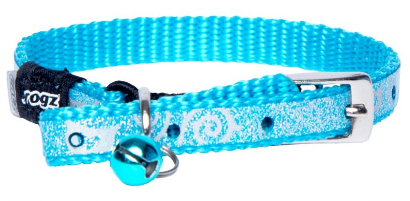 Rogz Yavru Kedi Boyun Tasması Kedi Desenli Turkuaz Xsmall 8 mm 16,5-23 cm