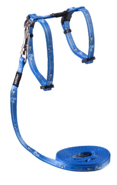 Rogz Yavru Kedi Göğüs Tasması Seti Kuş Desenli Turkuaz Xsmall 8 mm 19,8-30 cm