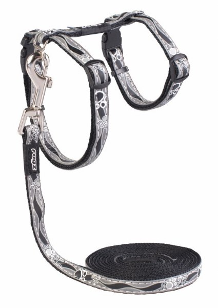 Rogz Yavru Kedi Göğüs Tasması Seti Reflektorlü Siyah Xsmall 8 mm 19,8-30 cm