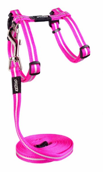 Rogz Yavru Kedi  Göğüs Tasması Seti Reflektorlü Pembe Xsmall 8 mm 19,8-30 cm