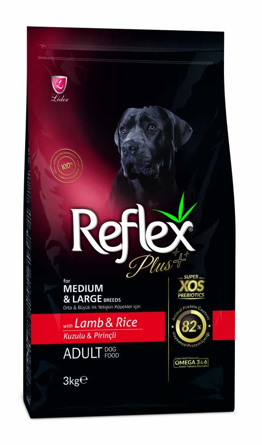 Reflex Plus Orta Büyük Irk Kuzu Pirinç Yetişkin Köpek Maması 3 Kg