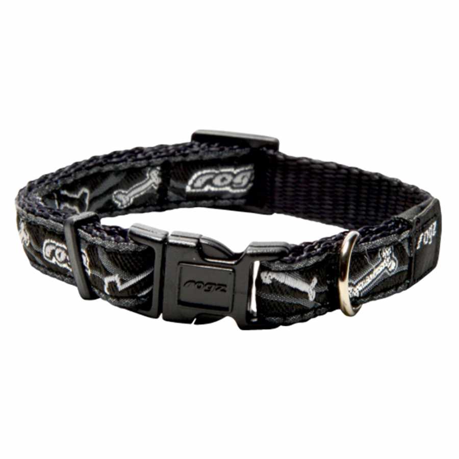 Rogz Köpek Boyun Tasması Kemik Desenli Siyah Large 20 mm 34-56 cm