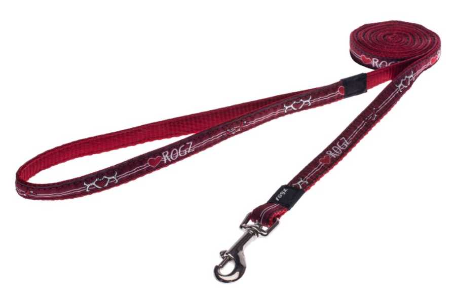 Rogz Köpek Uzatma Rogz Desenli Kırmızı Small 11 mm 180 cm
