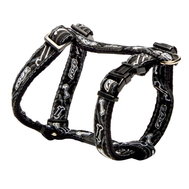 Rogz Köpek Göğüs Tasması Kemik Desenli Siyah Medium 16 mm  32-52 cm