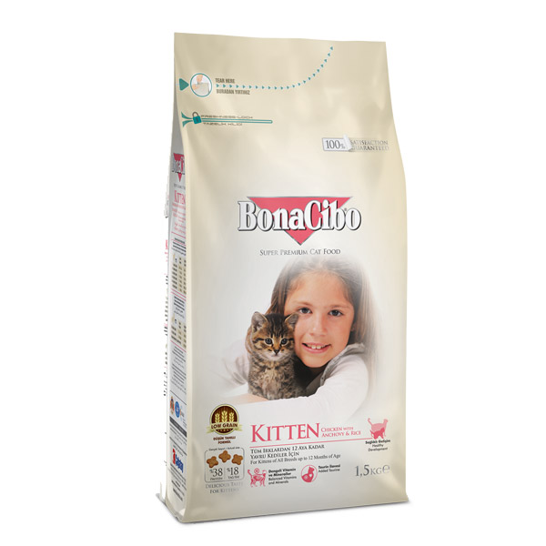 BonaCibo Kitten 1,5 Kg x 1 Adet Tavuklu Yavru Kedi Maması