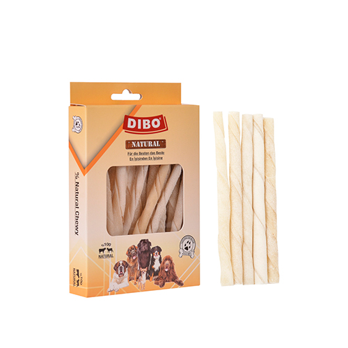 Dibo Sütlü Beyaz Burgu Çubuk Çiğneme Kemiği Köpek Ödülü 100 Gr 12 Cm