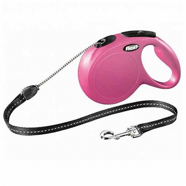 Flexi New Classic Otomatik İp Köpek Gezdirme Tasması Medium 8 Mt Pembe