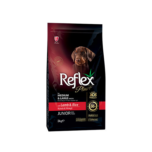 Reflex Plus Orta ve Büyük Irk Kuzulu ve Pirinçli Yavru Köpek Maması 3 Kg