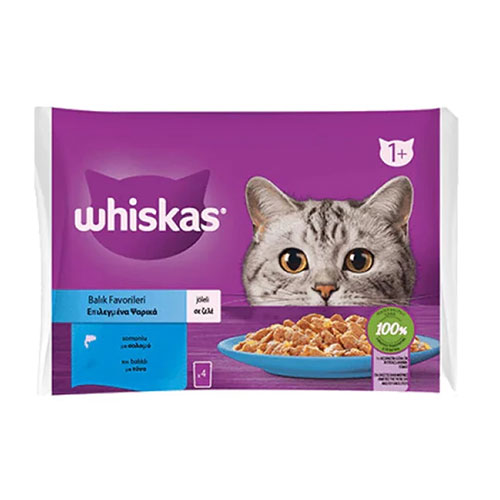 Whiskas Pouch Jöle İçinde Somonlu ve Ton Balıklı Yetişkin Kedi Konservesi 4 Adet 85 Gr
