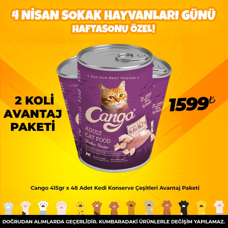 Cango 415gr x 48 Adet Kedi Konserve Çeşitleri Avantaj Paketi