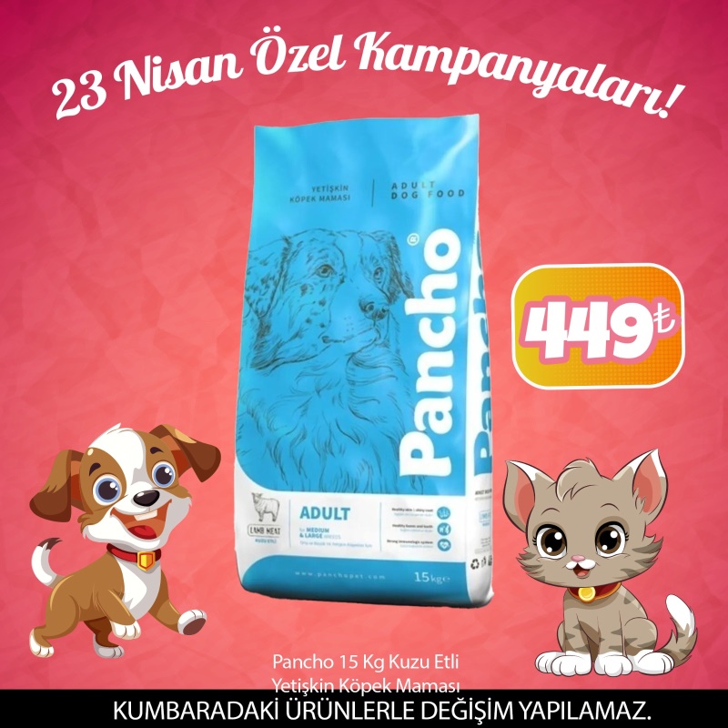 Pancho 15 Kg Kuzu Etli Yetişkin Köpek Maması (23 Nisan Özel)