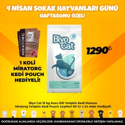 Biyo Cat 15 kg Kuzu Etli Yetişkin Kedi Maması Miratorg Yetişkin Kedi Pouch Çeşitleri 80 Gr x 24 Adet Hedliyeli