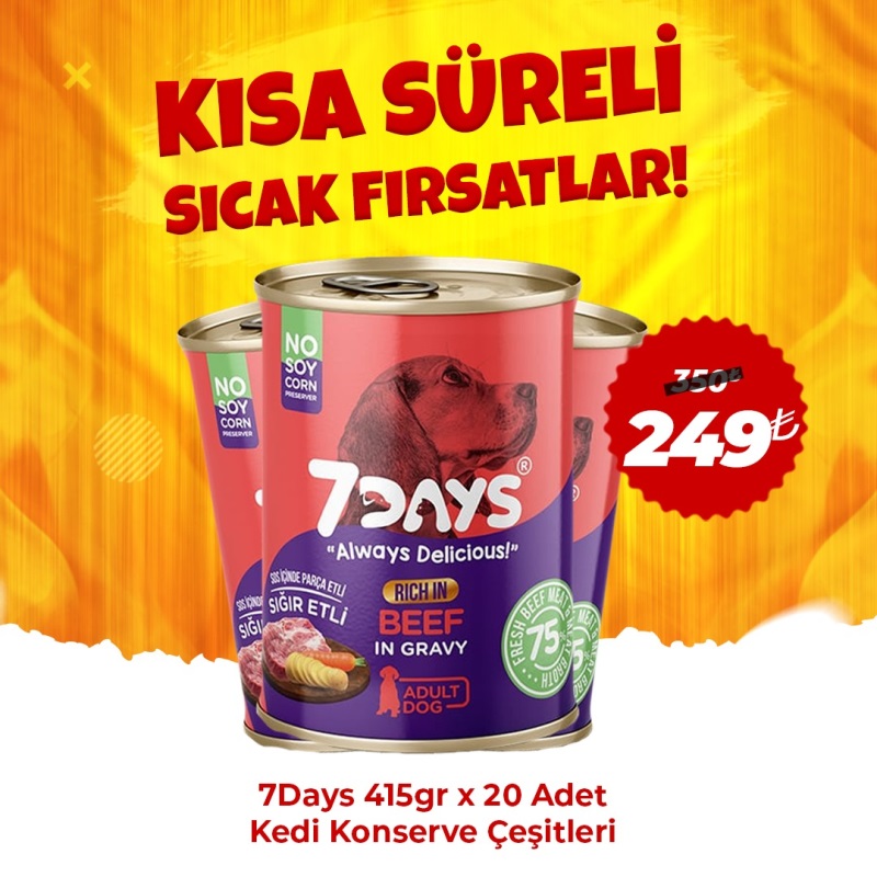 7Days 400 Gr x 20 Adet Köpek Konserve Çeşitleri
