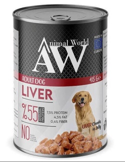 Animal World Ciğerli Yetişkin Köpek Konserve Maması 415 Gr x 24 Adet