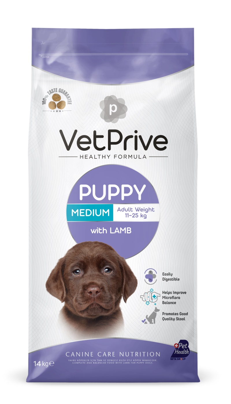 Vet Prive Orta ve Büyük Irk Kuzulu Yavru Köpek Maması 14 Kg