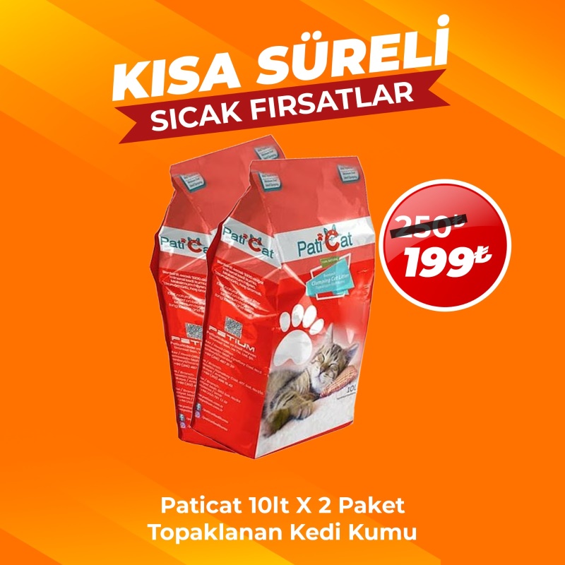 PatiCat İnce Kedi Kumu Çeşitleri 2 Adet x 10 Lt
