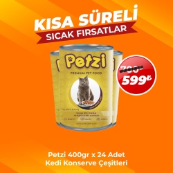 Petzi Cat Premium Yetişkin Kedi Konservesi Çeşitleri 400 Gr x 24 Adet