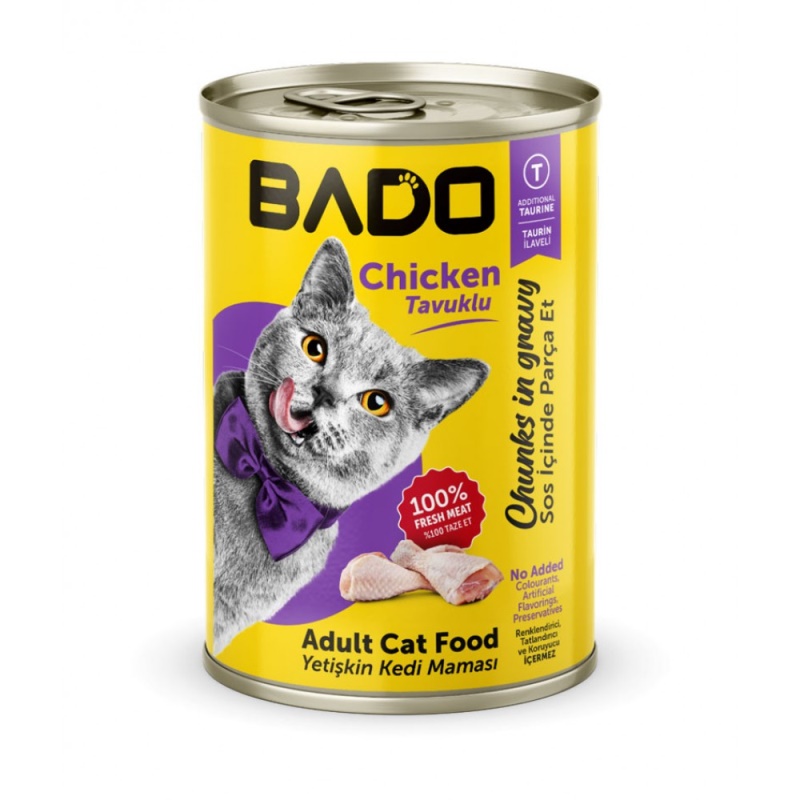 Bado Yetişkin Yaş Kedi Maması Tavuk Etli 400 GR x 24 Adet