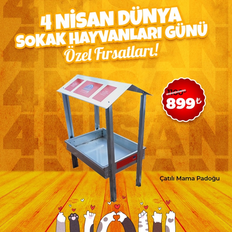 Çatılı Kedi ve Köpek Besleme Padoğu (Demonte)