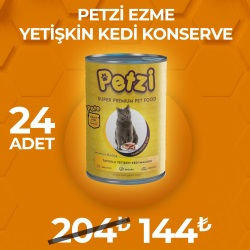 Petzi Cat Premium Düşük Tahıllı Ezme Tavuklu Yetişkin Kedi Konserve 400 Gr x 24 Adet