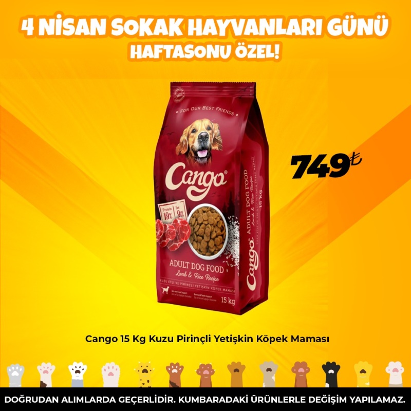 Cango 15 Kg Kuzu Pirinçli Yetişkin Köpek Maması (Haftasonu Özel)