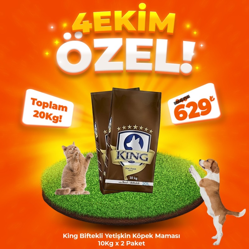 King Beef Biftekli Yetişkin Köpek Maması 10 kg (2 Adet Avantaj Paketi)