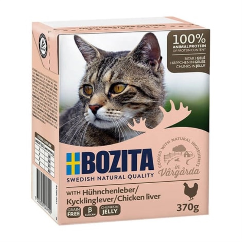 Bozita Jöle Soslu Parça Tavuk Ciğerli Tahılsız Yetişkin Kedi Konservesi 370gr
